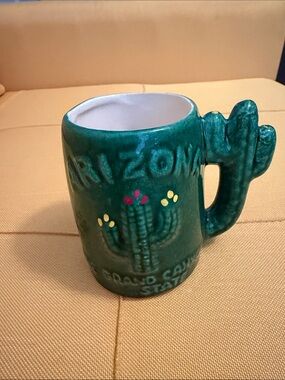 Vintage Green Arizona Cactus Ceramic Mug made in Arizona